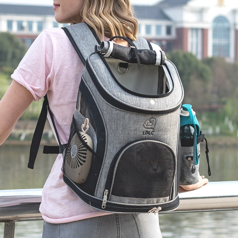 Bolsa de viaje para mascotas, Mochila deportiva portátil, plegable y transpirable, juguete para gatos y perros medianos