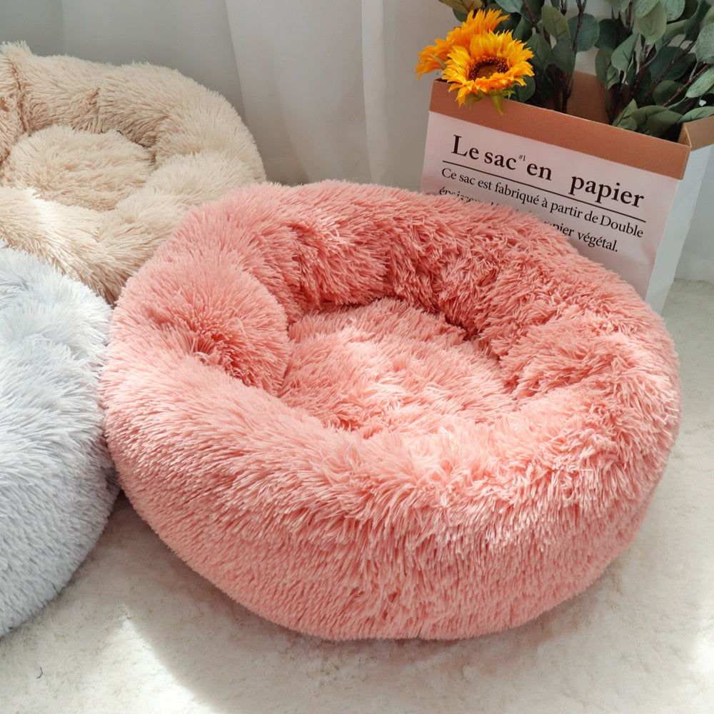 Cama larga y esponjosa para perro, tumbona ortopédica redonda, saco de dormir, perrera, sofá para cachorro y gato