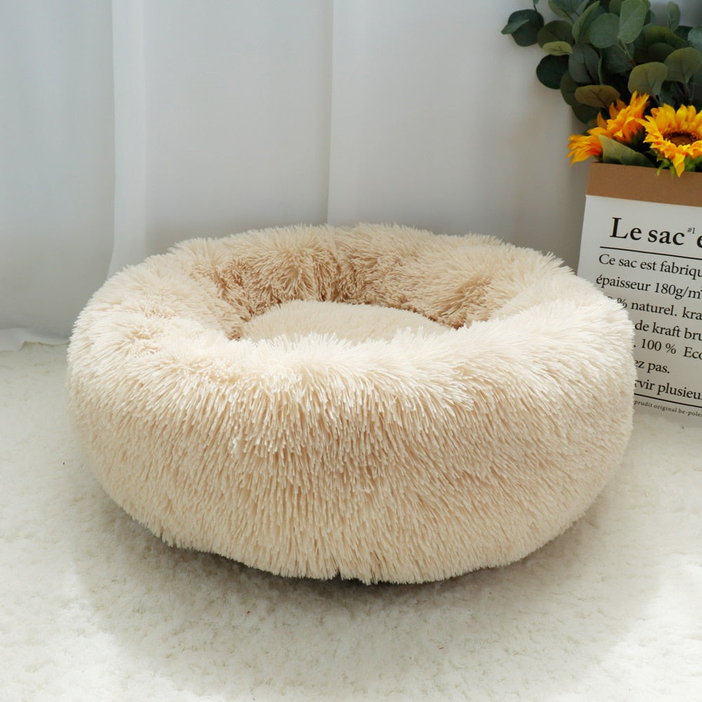 Cama larga y esponjosa para perro, tumbona ortopédica redonda, saco de dormir, perrera, sofá para cachorro y gato