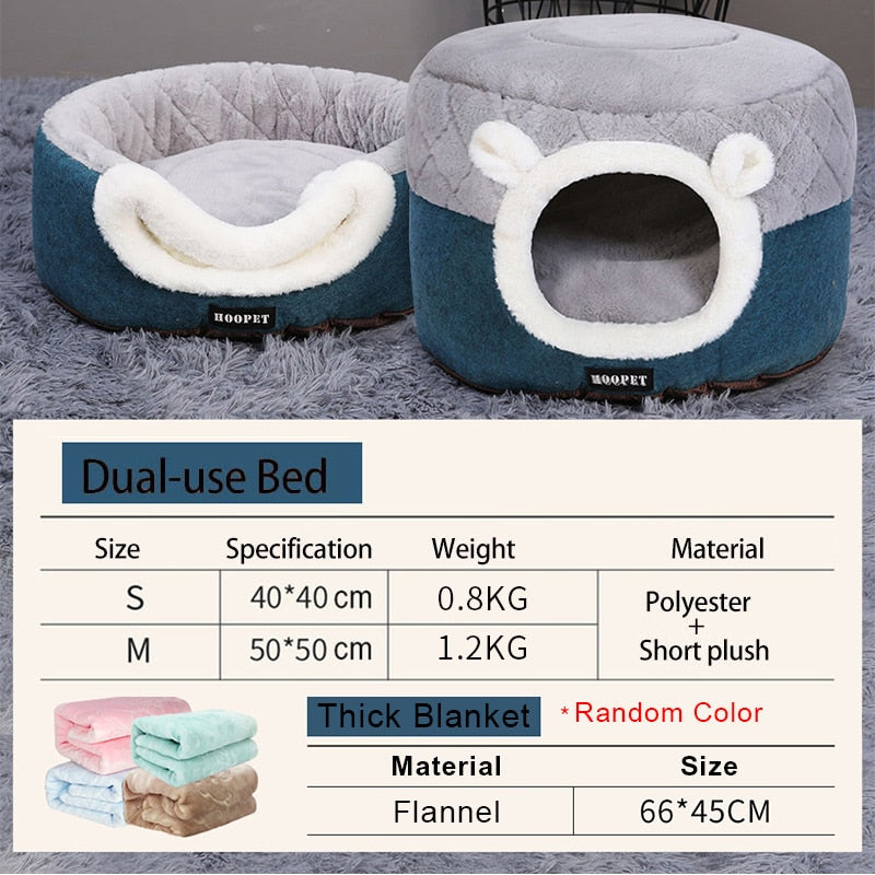 HOOPET-Caseta de felpa suave para cachorros, cama para gatos, cojín para perros pequeños, nido para gatos, lecho de invierno caliente para dormir, suministros para mascotas, esterilla para perro