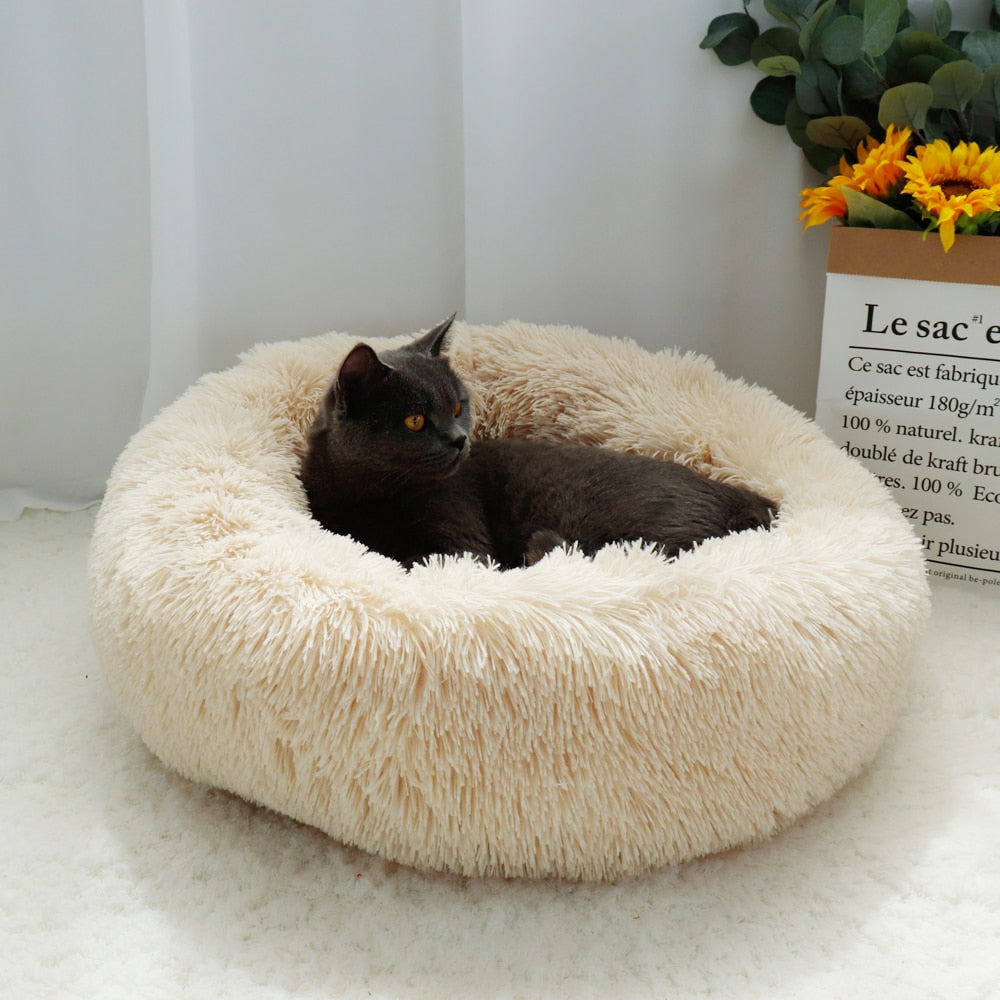 Cama larga y esponjosa para perro, tumbona ortopédica redonda, saco de dormir, perrera, sofá para cachorro y gato