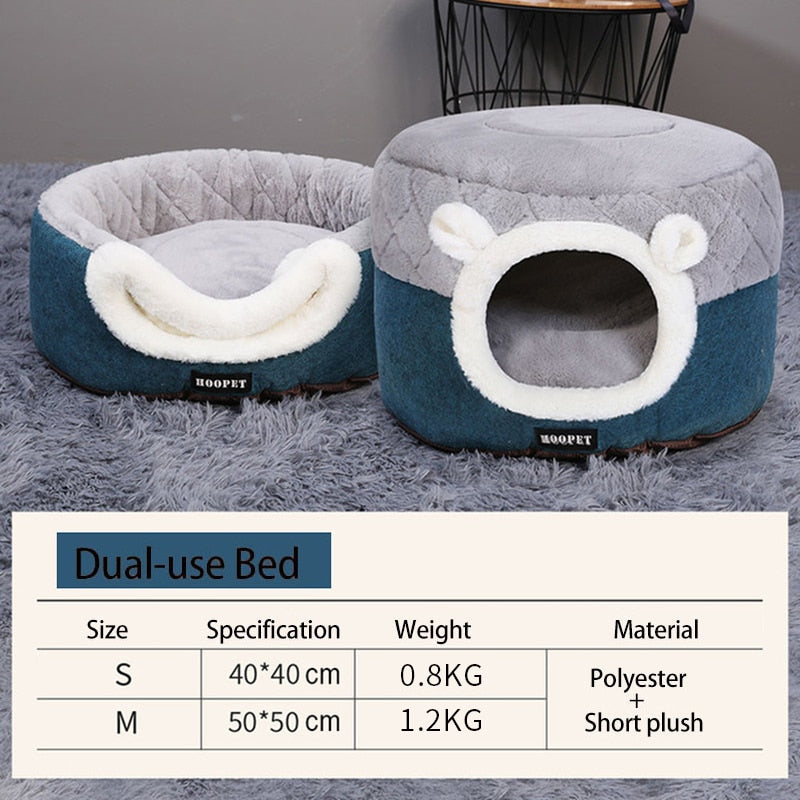HOOPET-Caseta de felpa suave para cachorros, cama para gatos, cojín para perros pequeños, nido para gatos, lecho de invierno caliente para dormir, suministros para mascotas, esterilla para perro