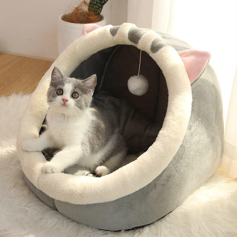 Cama cálida y acogedora para mascotas, cojín para casa de gato, tienda de campaña muy suave, para perros pequeños esterilla, cueva lavable