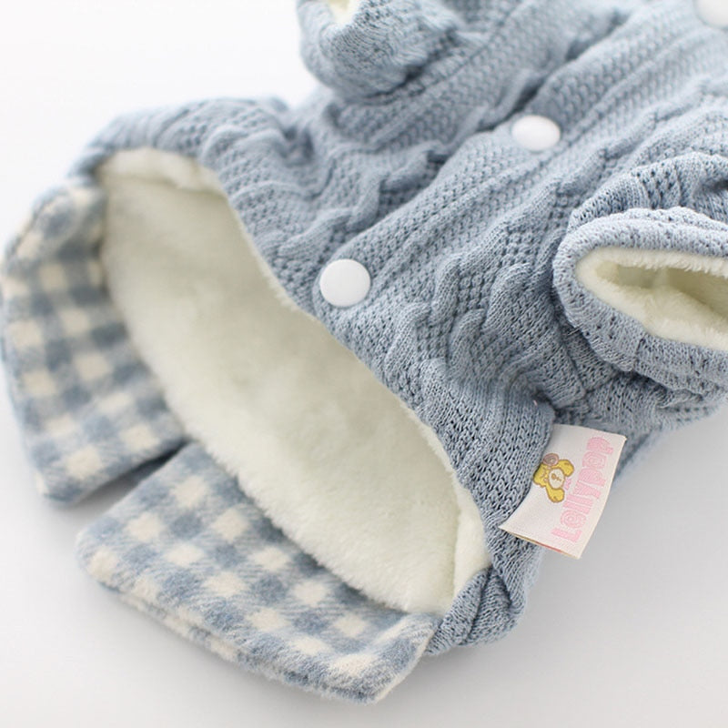 Abrigo grueso y cálido para perro, camisa a cuadros para cachorro y gato, suéter, chaqueta para perros pequeños, Sudadera de punto Bichon, ropa para mascotas L, Invierno