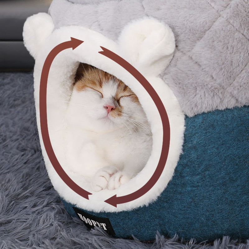 HOOPET-Caseta de felpa suave para cachorros, cama para gatos, cojín para perros pequeños, nido para gatos, lecho de invierno caliente para dormir, suministros para mascotas, esterilla para perro
