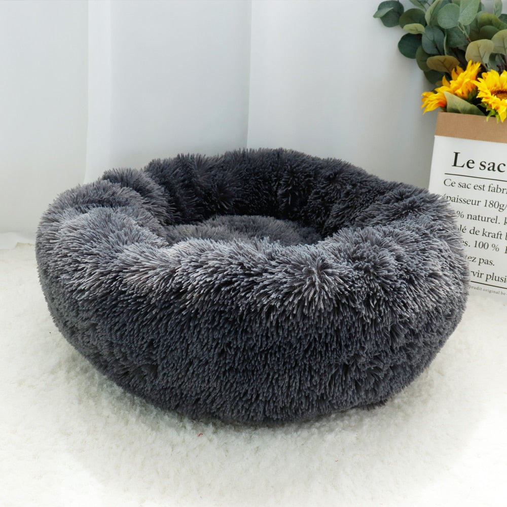 Cama larga y esponjosa para perro, tumbona ortopédica redonda, saco de dormir, perrera, sofá para cachorro y gato
