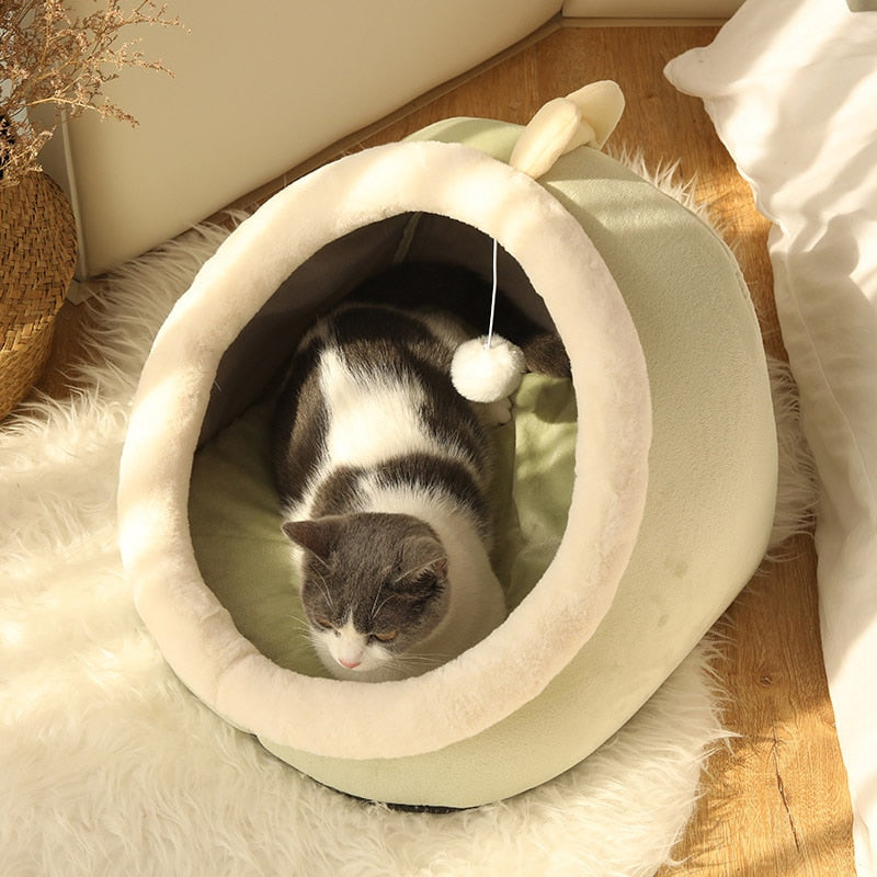 Cama cálida y acogedora para mascotas, cojín para casa de gato, tienda de campaña muy suave, para perros pequeños esterilla, cueva lavable