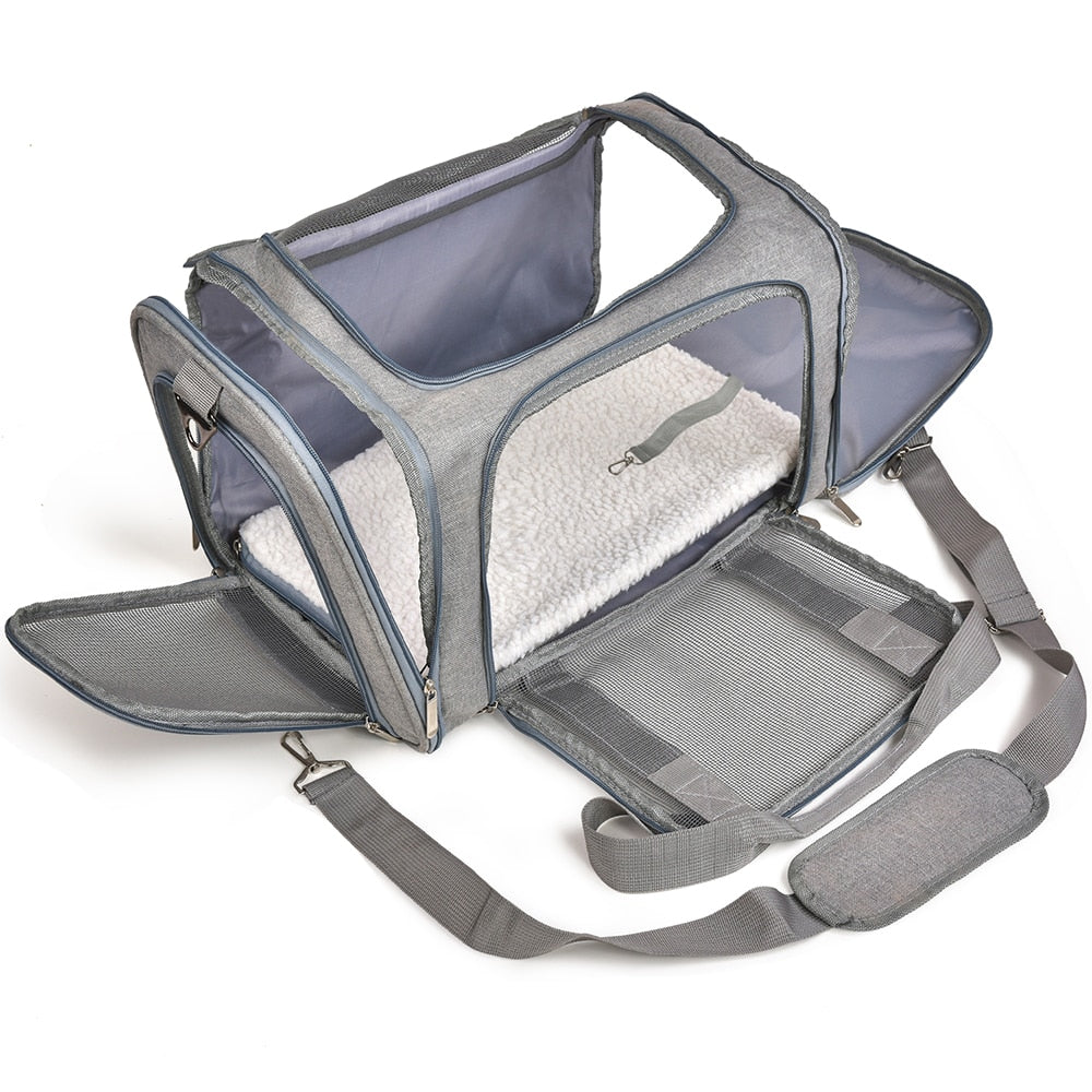 Bolsa de transporte para perros y gatos, mochila lateral suave, bolsas de viaje para mascotas, aprobada por la aerolínea, transporte para perros pequeños y gatos salientes