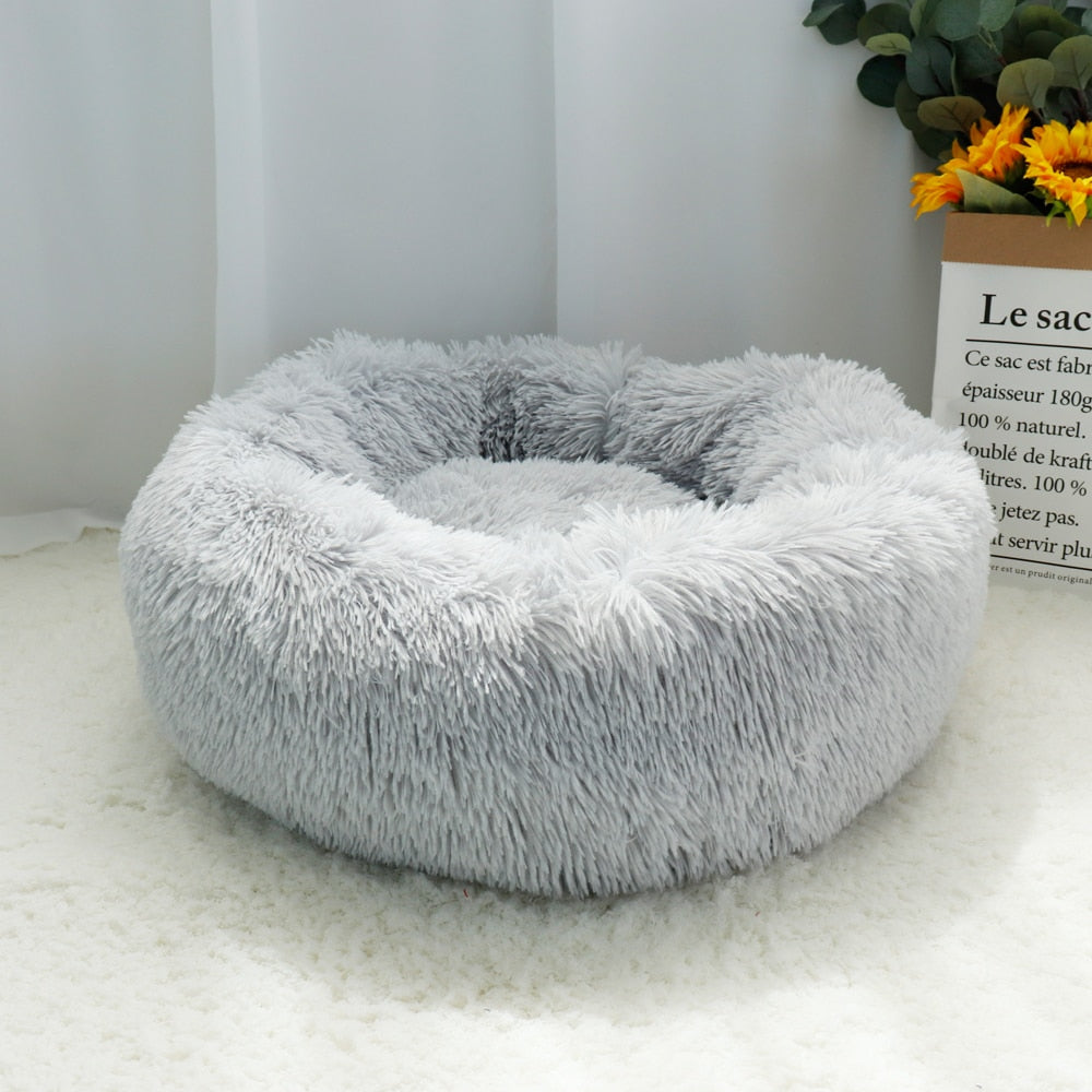 Cama larga y esponjosa para perro, tumbona ortopédica redonda, saco de dormir, perrera, sofá para cachorro y gato