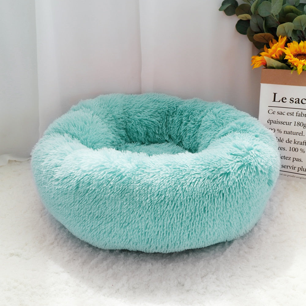 Cama larga y esponjosa para perro, tumbona ortopédica redonda, saco de dormir, perrera, sofá para cachorro y gato