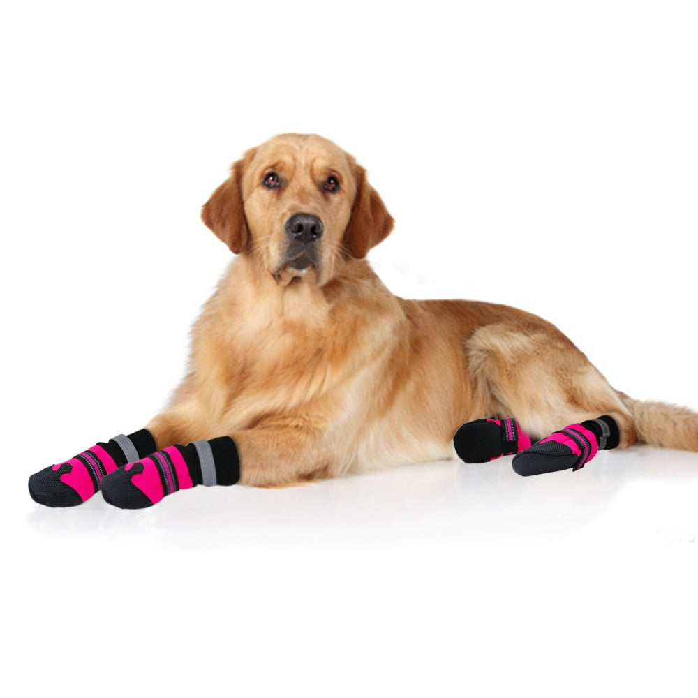 Zapatos impermeables de invierno para mascotas, botas antideslizantes para la nieve, Protector de patas, reflectante cálido para perros medianos y grandes, Labrador y Husky, 4 Uds.