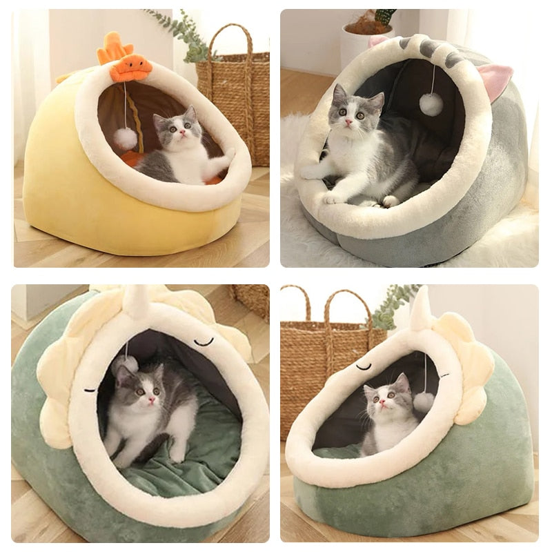 Cama cálida y acogedora para mascotas, cojín para casa de gato, tienda de campaña muy suave, para perros pequeños esterilla, cueva lavable
