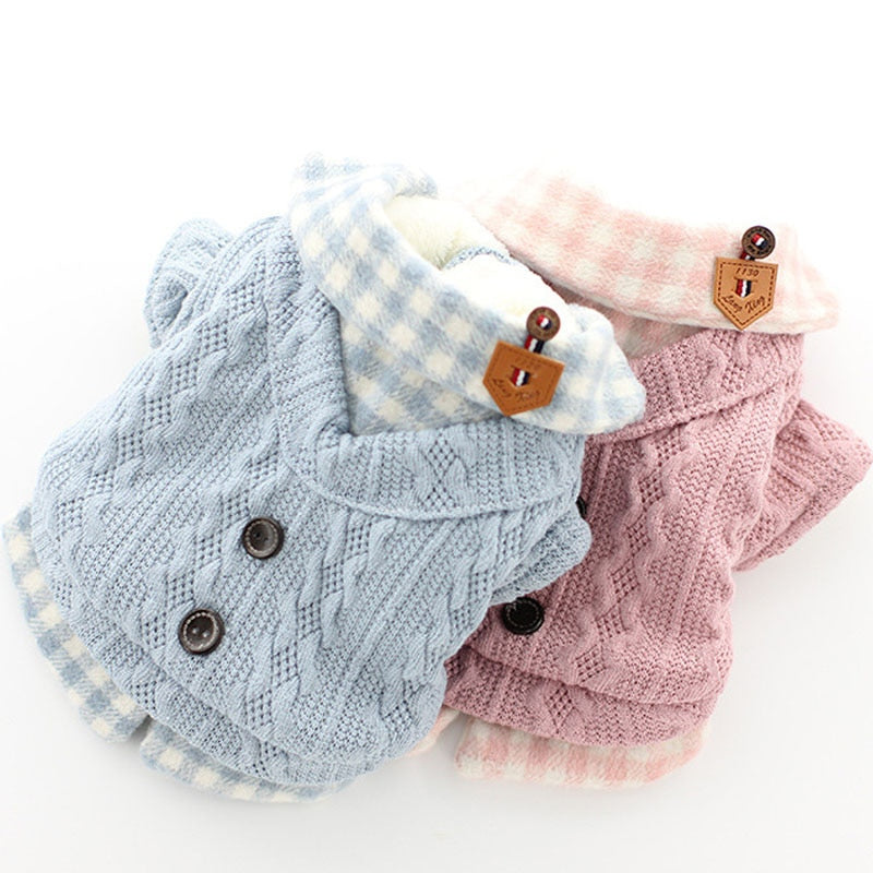 Abrigo grueso y cálido para perro, camisa a cuadros para cachorro y gato, suéter, chaqueta para perros pequeños, Sudadera de punto Bichon, ropa para mascotas L, Invierno