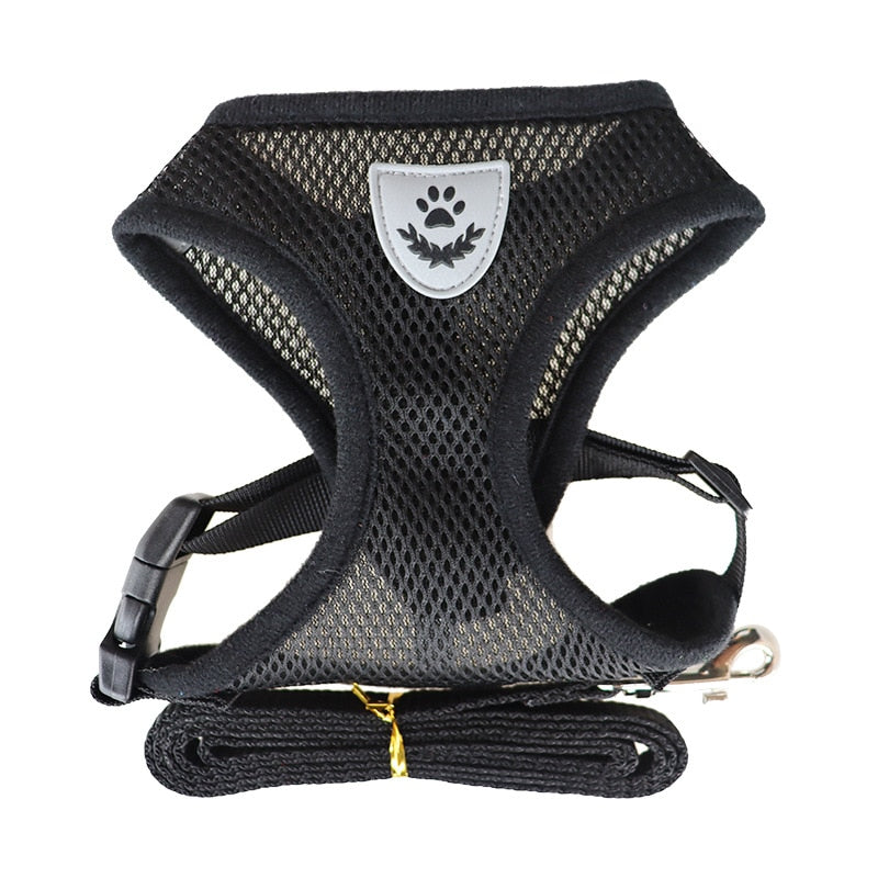 Arnés y correa de nailon para gatos, de malla transpirable para gatos y perros pequeños, bulldog francés, chihuahua y cachorros