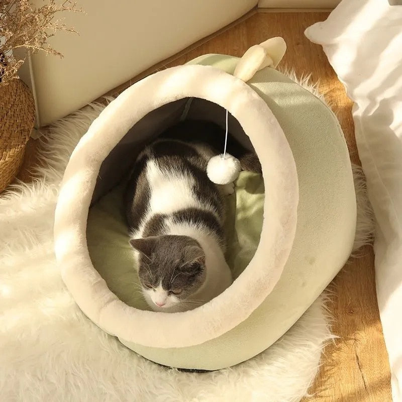 Cama cálida y acogedora para mascotas, cojín para casa de gato, tienda de campaña muy suave, para perros pequeños esterilla, cueva lavable