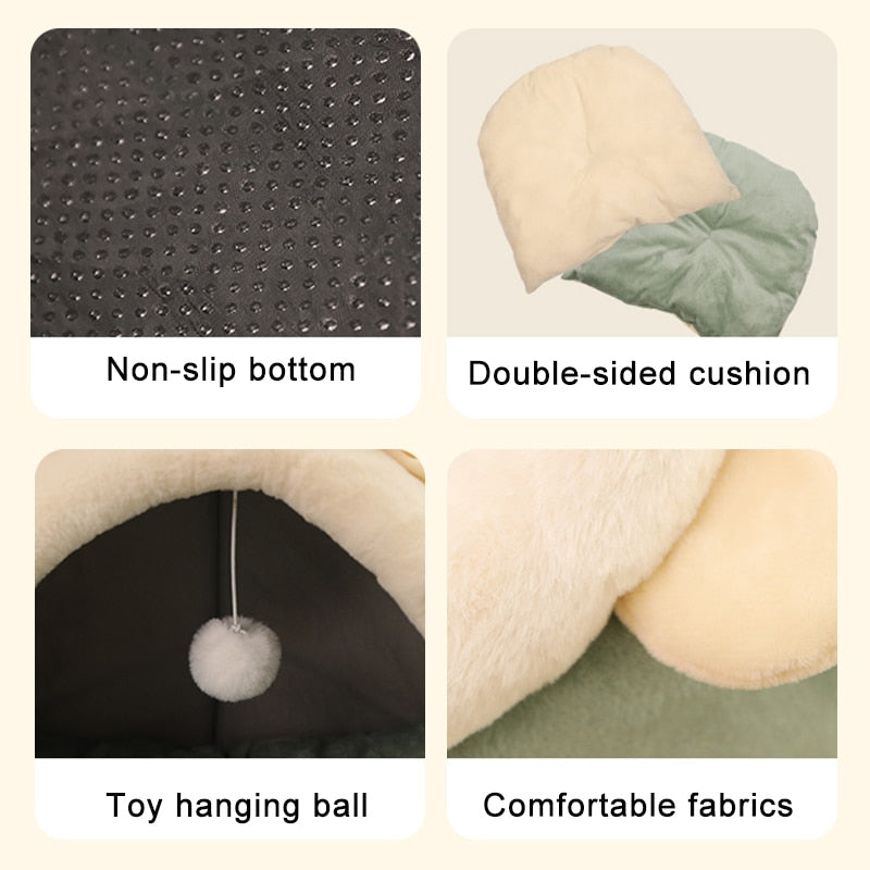 Cama cálida y acogedora para mascotas, cojín para casa de gato, tienda de campaña muy suave, para perros pequeños esterilla, cueva lavable