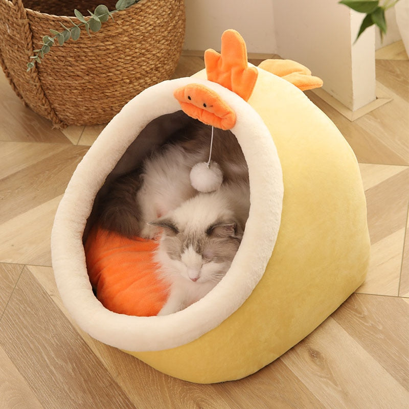 Cama cálida y acogedora para mascotas, cojín para casa de gato, tienda de campaña muy suave, para perros pequeños esterilla, cueva lavable