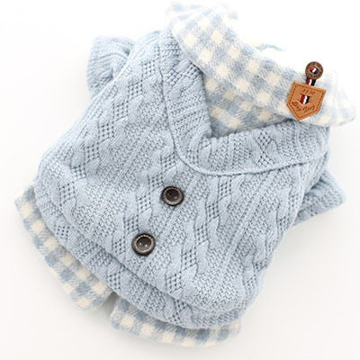 Abrigo grueso y cálido para perro, camisa a cuadros para cachorro y gato, suéter, chaqueta para perros pequeños, Sudadera de punto Bichon, ropa para mascotas L, Invierno