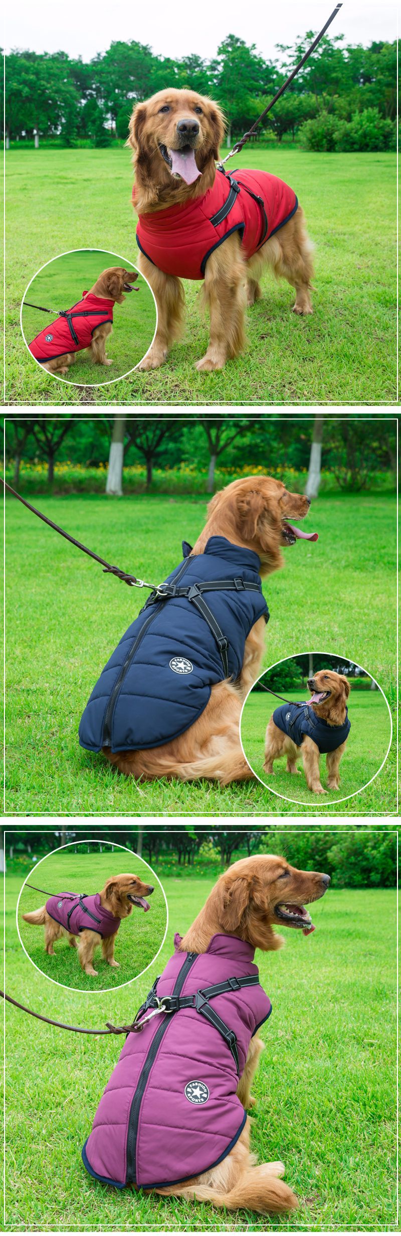 Impermeable de invierno para perros, chaqueta para lluvia. Todos los tamaños.