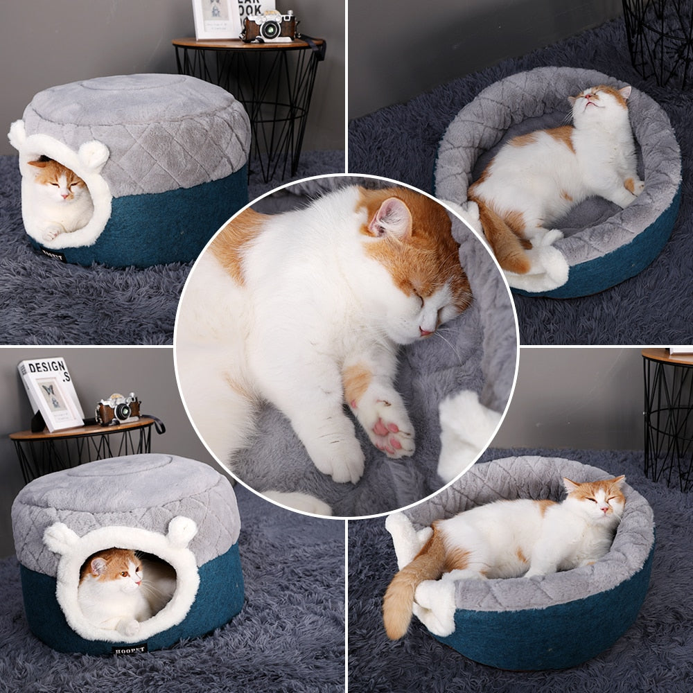 HOOPET-Caseta de felpa suave para cachorros, cama para gatos, cojín para perros pequeños, nido para gatos, lecho de invierno caliente para dormir, suministros para mascotas, esterilla para perro