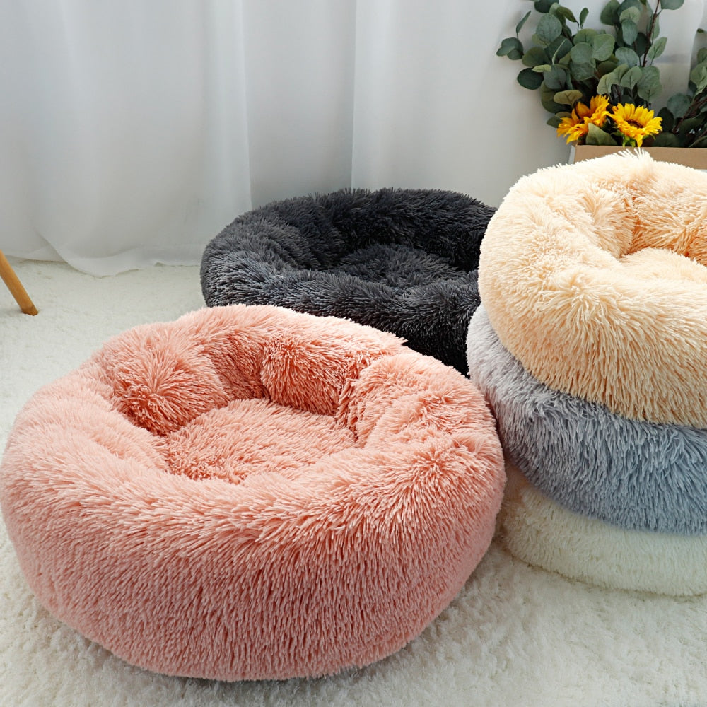 Cama larga y esponjosa para perro, tumbona ortopédica redonda, saco de dormir, perrera, sofá para cachorro y gato