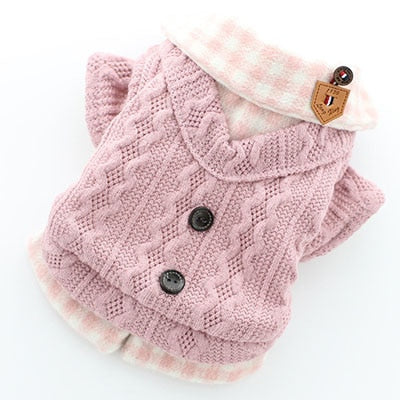 Abrigo grueso y cálido para perro, camisa a cuadros para cachorro y gato, suéter, chaqueta para perros pequeños, Sudadera de punto Bichon, ropa para mascotas L, Invierno