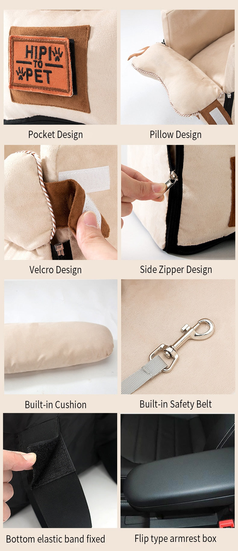 Cama portátil de viaje para gato y perro, asiento de seguridad para coche, Protector de transporte para perros pequeños, Chihuahua, Teddy