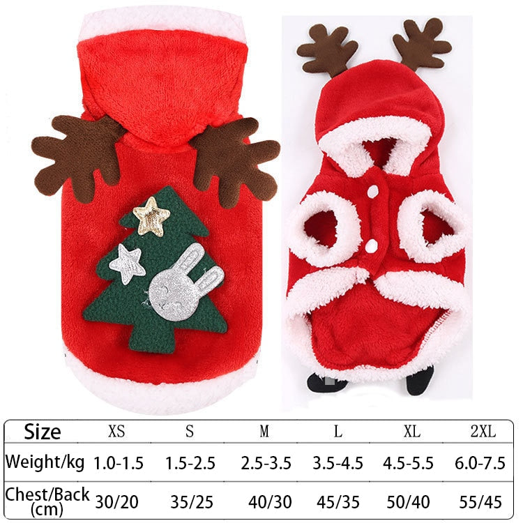 Ropa de lana suave para mascotas, sudaderas con capucha para perros pequeños, cachorros, gatos, Chihuahua, Yorkshire, disfraz de Navidad, Invierno