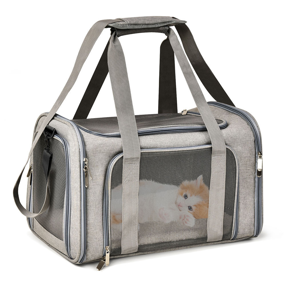 Bolsa de transporte para perros y gatos, mochila lateral suave, bolsas de viaje para mascotas, aprobada por la aerolínea, transporte para perros pequeños y gatos salientes
