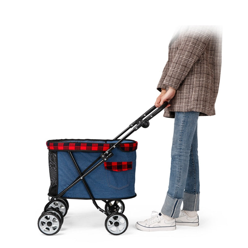 Carrito de mascotas para niños y adultos, carrito portátil para exteriores, oso de peluche, Chihuahua, Corgi, portador de perros pequeños