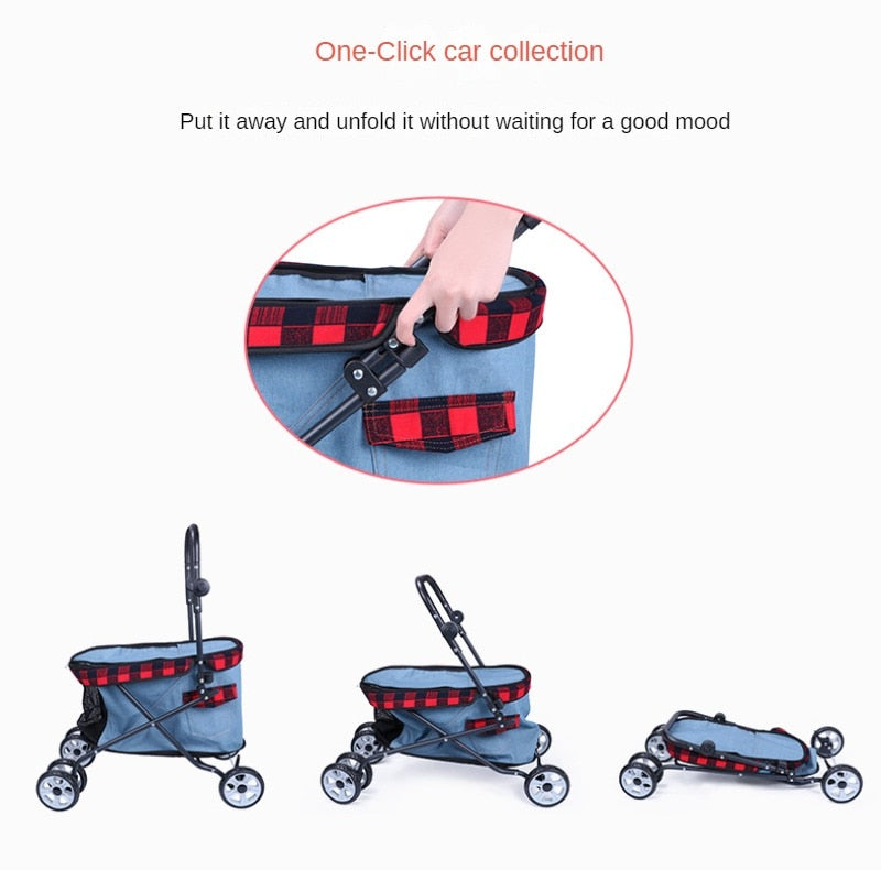 Carrito de mascotas para niños y adultos, carrito portátil para exteriores, oso de peluche, Chihuahua, Corgi, portador de perros pequeños