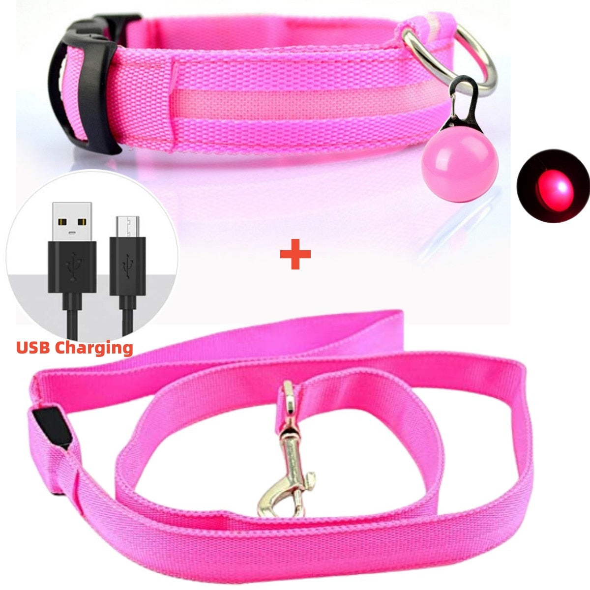 Correa Led brillante para perro, Collar luminoso con colgante, luz de lujo para perros y gatos, accesorios intermitentes de seguridad nocturna