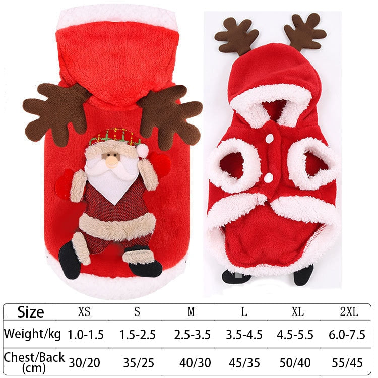 Ropa de lana suave para mascotas, sudaderas con capucha para perros pequeños, cachorros, gatos, Chihuahua, Yorkshire, disfraz de Navidad, Invierno