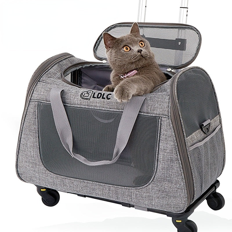 Bolsa de transporte de viaje para mascotas, caja de varilla de tracción, portátil y transpirable, bolsa de transporte para gatos, mochila para perros
