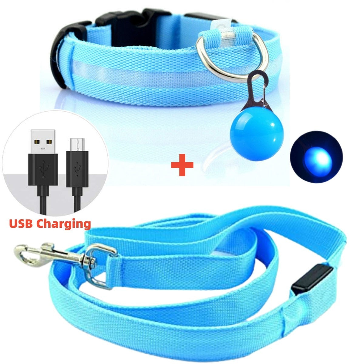 Correa Led brillante para perro, Collar luminoso con colgante, luz de lujo para perros y gatos, accesorios intermitentes de seguridad nocturna