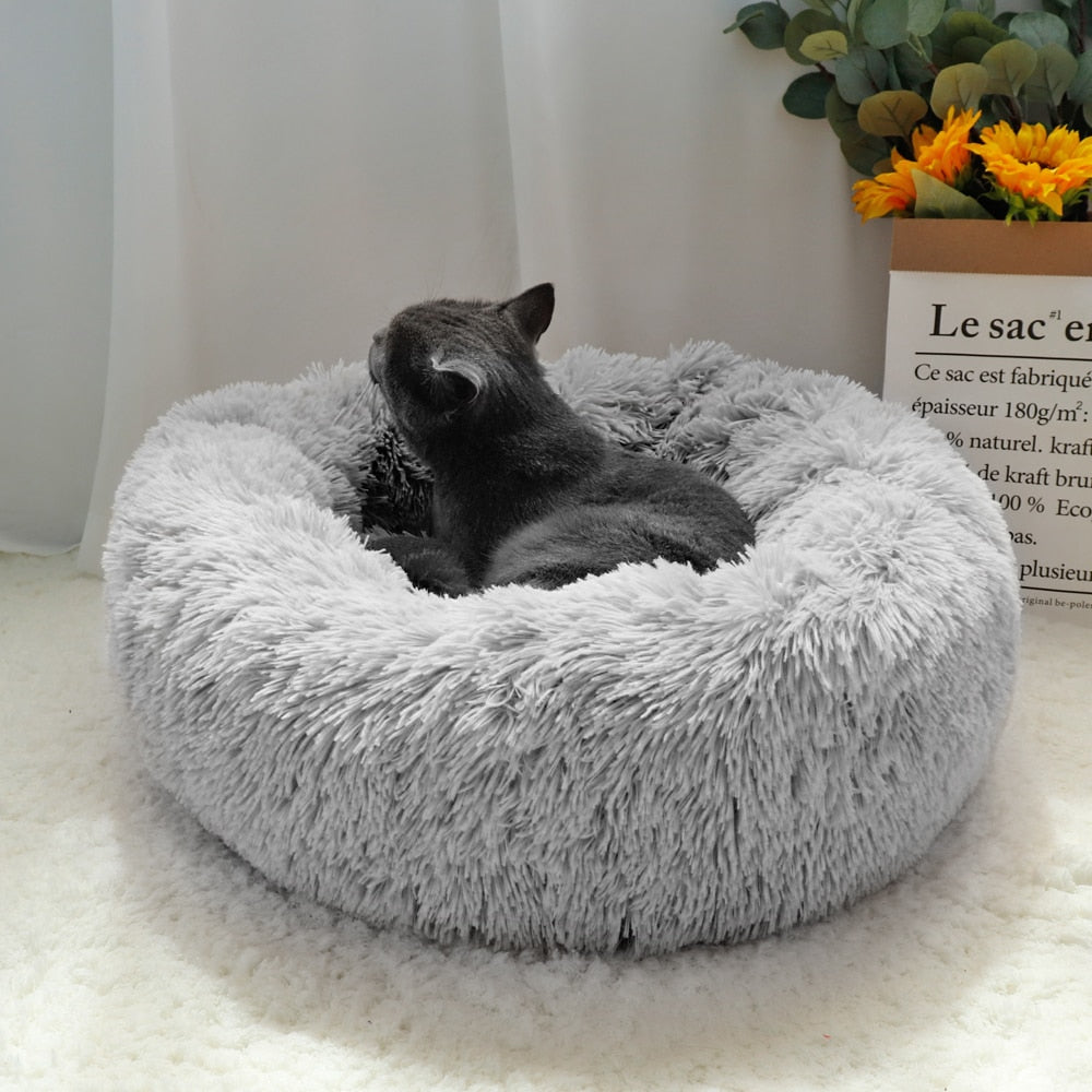 Cama larga y esponjosa para perro, tumbona ortopédica redonda, saco de dormir, perrera, sofá para cachorro y gato