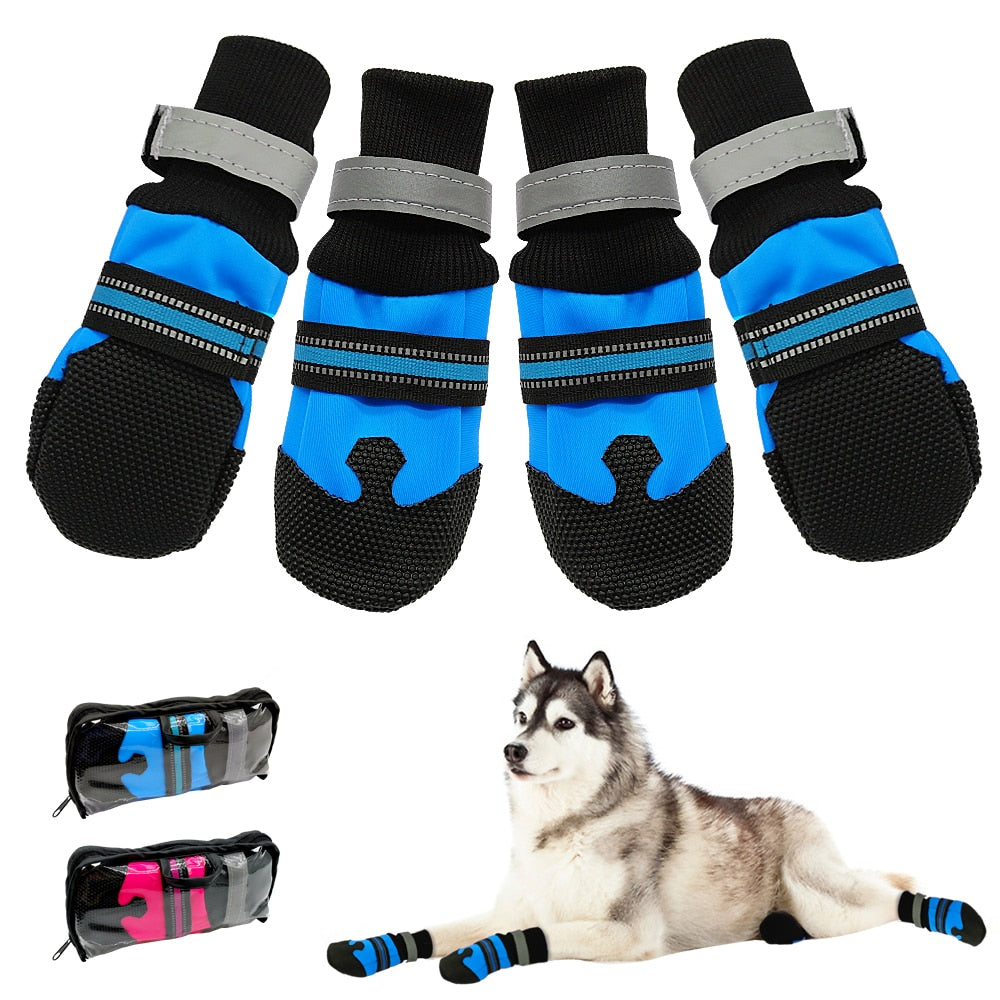 Zapatos impermeables de invierno para mascotas, botas antideslizantes para la nieve, Protector de patas, reflectante cálido para perros medianos y grandes, Labrador y Husky, 4 Uds.