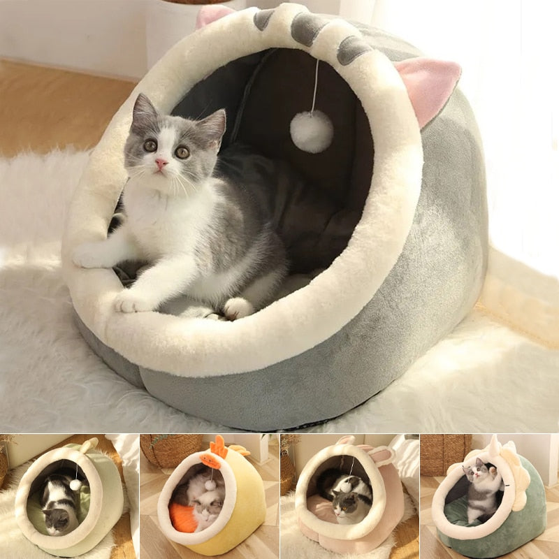 Cama cálida y acogedora para mascotas, cojín para casa de gato, tienda de campaña muy suave, para perros pequeños esterilla, cueva lavable