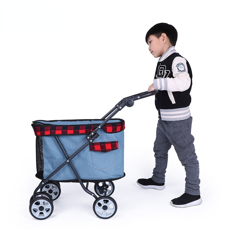 Carrito de mascotas para niños y adultos, carrito portátil para exteriores, oso de peluche, Chihuahua, Corgi, portador de perros pequeños