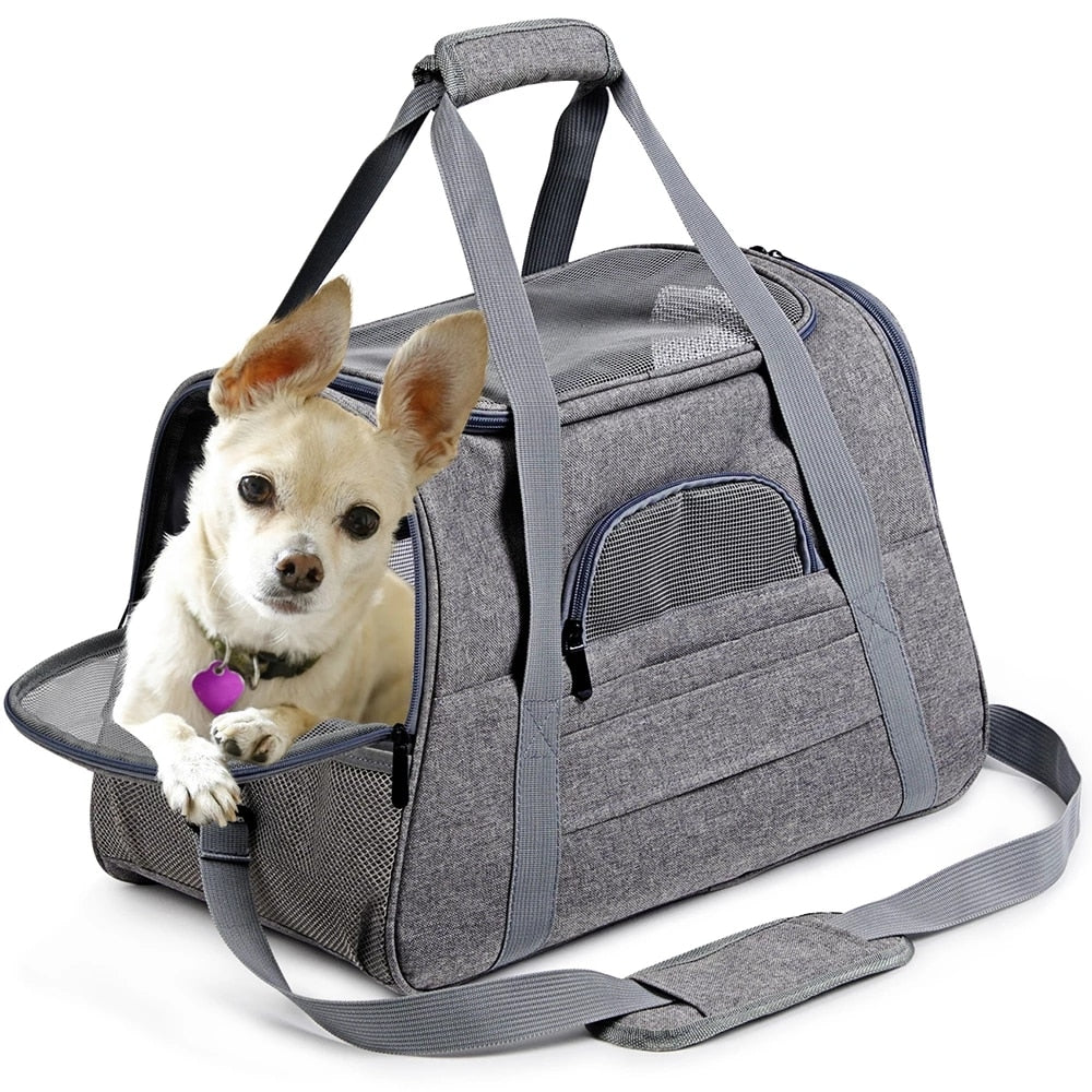Bolsa de transporte para perros, mochila portátil con ventana de malla aprobada por la aerolínea, bolsa de transporte para mascotas pequeñas, artículos de envío gratis
